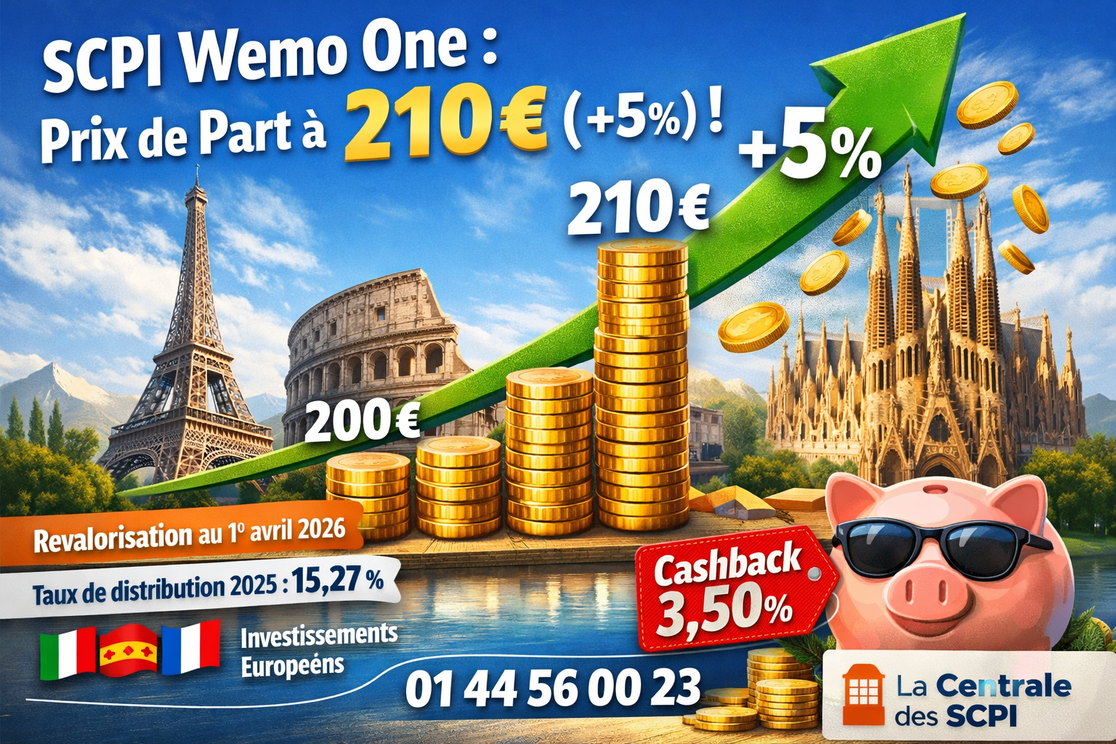 La SCPI Wemo One revalorise son prix de part à 210 € : +5 % !
