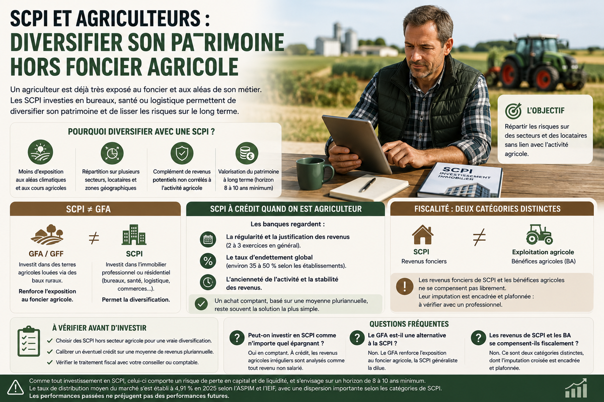 SCPI et agriculteurs : diversifier son patrimoine hors foncier agricole