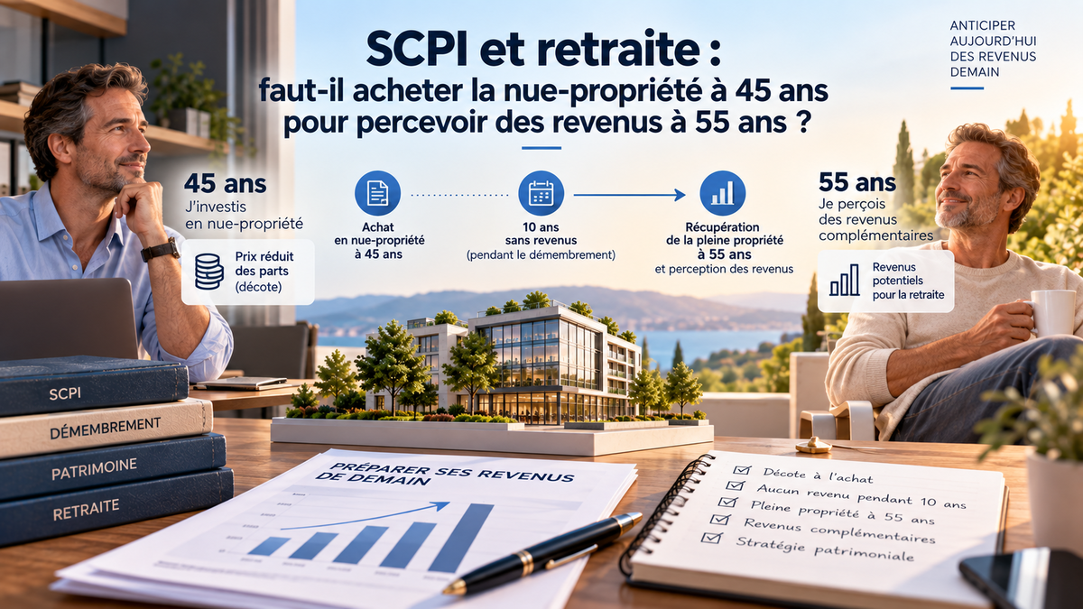 SCPI et retraite : faut-il acheter la nue-propriété à 45 ans pour percevoir des revenus à 55 ans ?