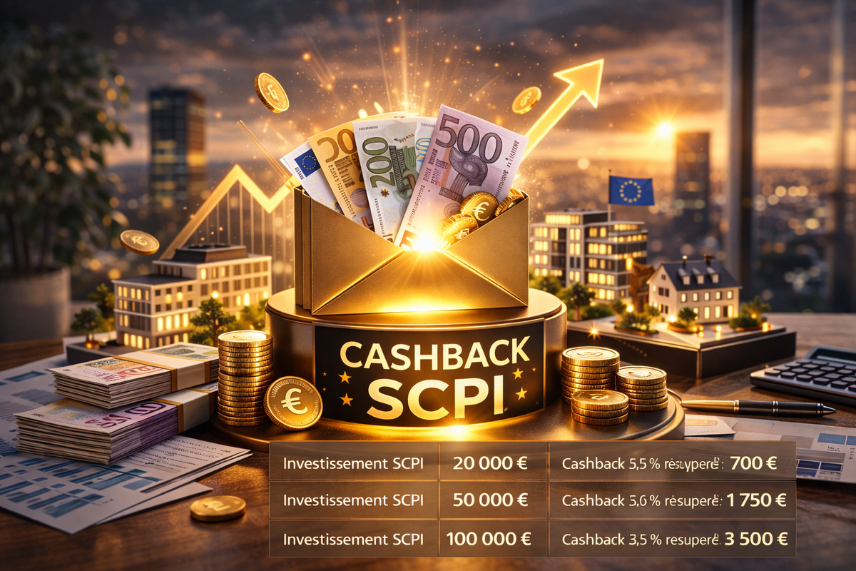 Investir 50 000 € en SCPI : combien de cashback pouvez-vous toucher ?