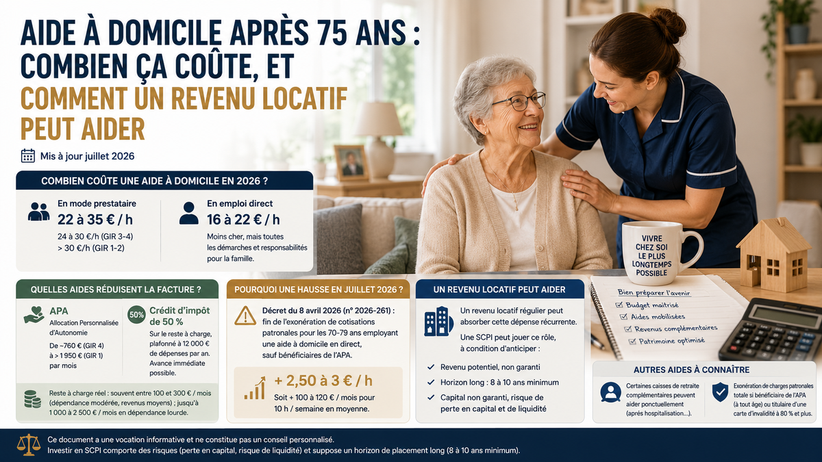 Aide à domicile après 75 ans : combien ça coûte, et comment un revenu locatif peut aider