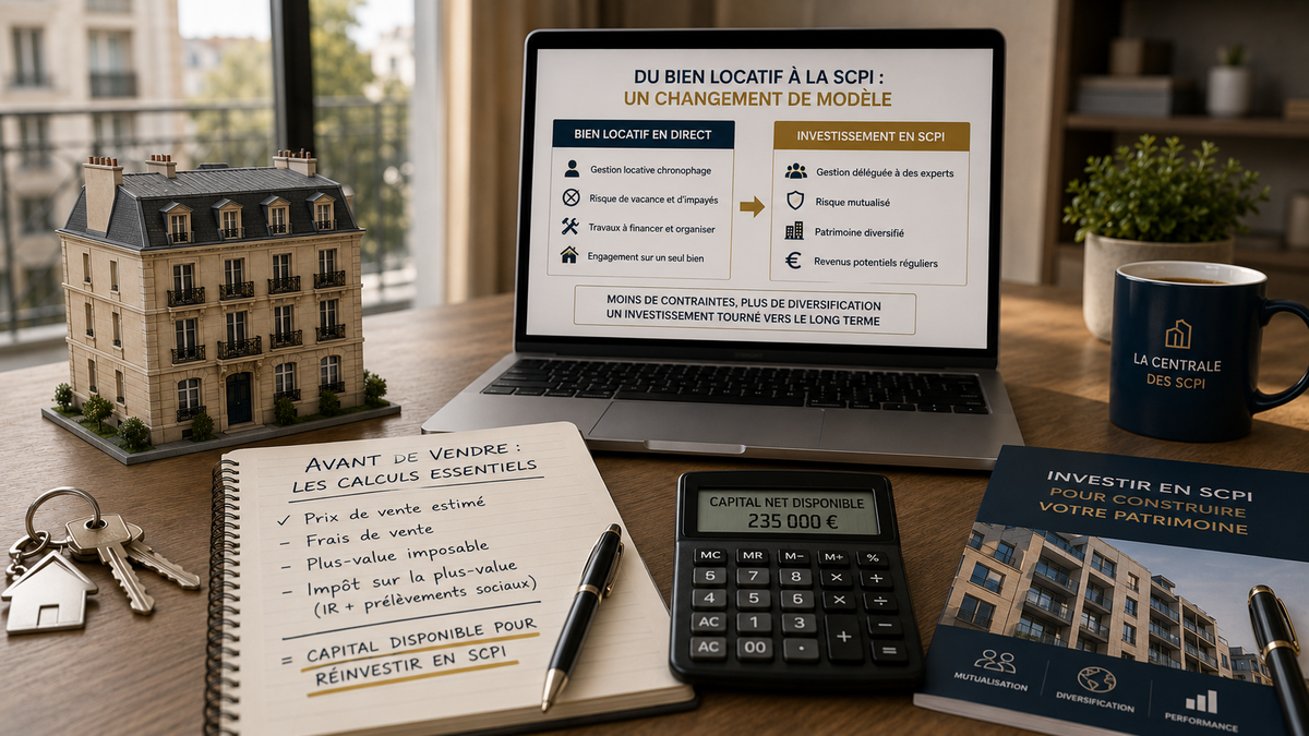 Vendre un bien locatif pour réinvestir en SCPI : ce qu'il faut calculer avant de signer en 2026
