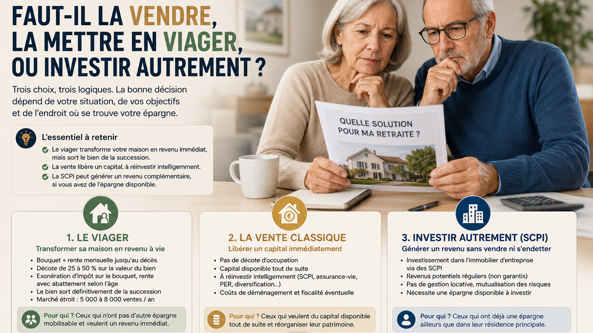 Résidence principale : faut-il la vendre, la mettre en viager, ou investir autrement ?