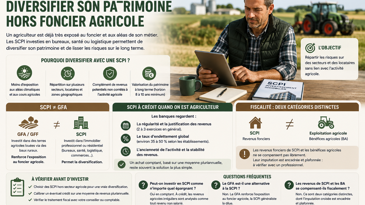 SCPI et agriculteurs : diversifier son patrimoine hors foncier agricole