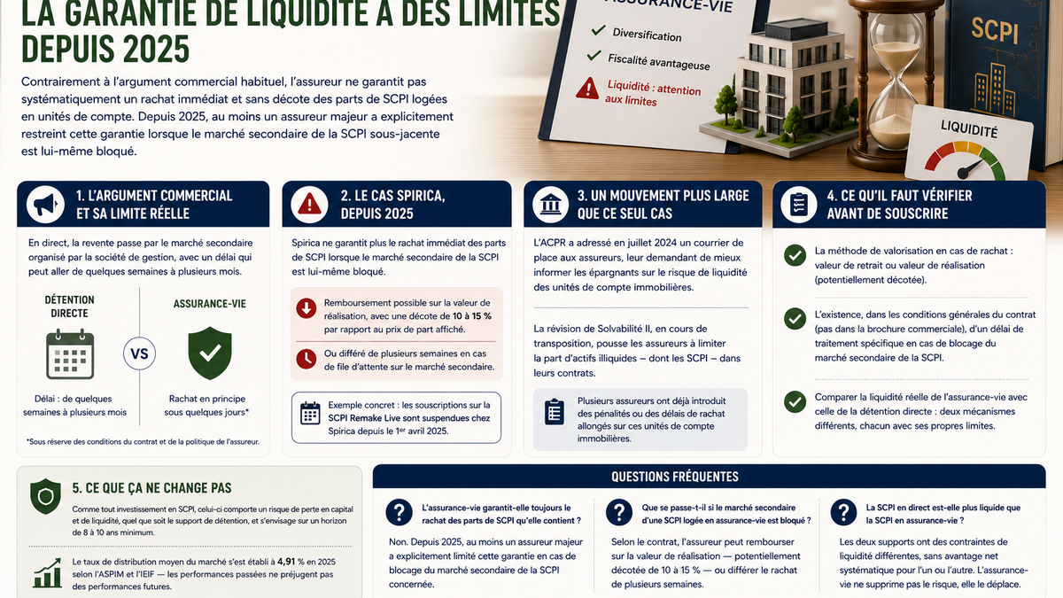 SCPI en assurance-vie : la garantie de liquidité a des limites depuis 2025