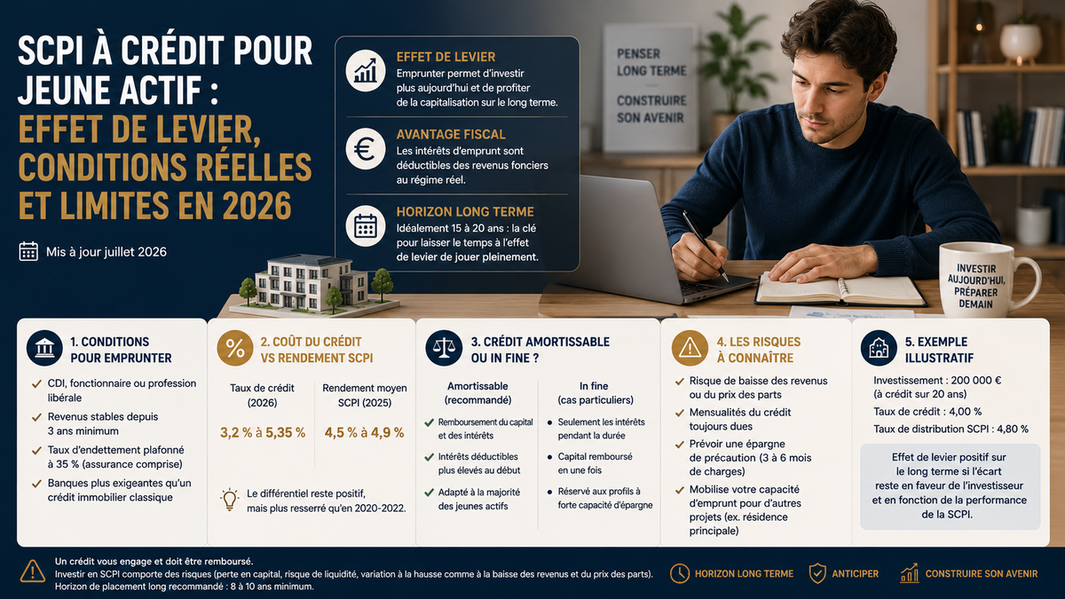 SCPI à crédit pour un jeune actif : effet de levier, conditions réelles et limites en 2026