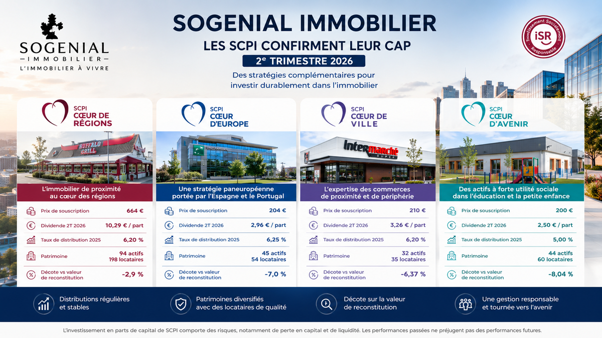 SCPI Sogenial Immobilier : les résultats du 2ᵉ trimestre 2026