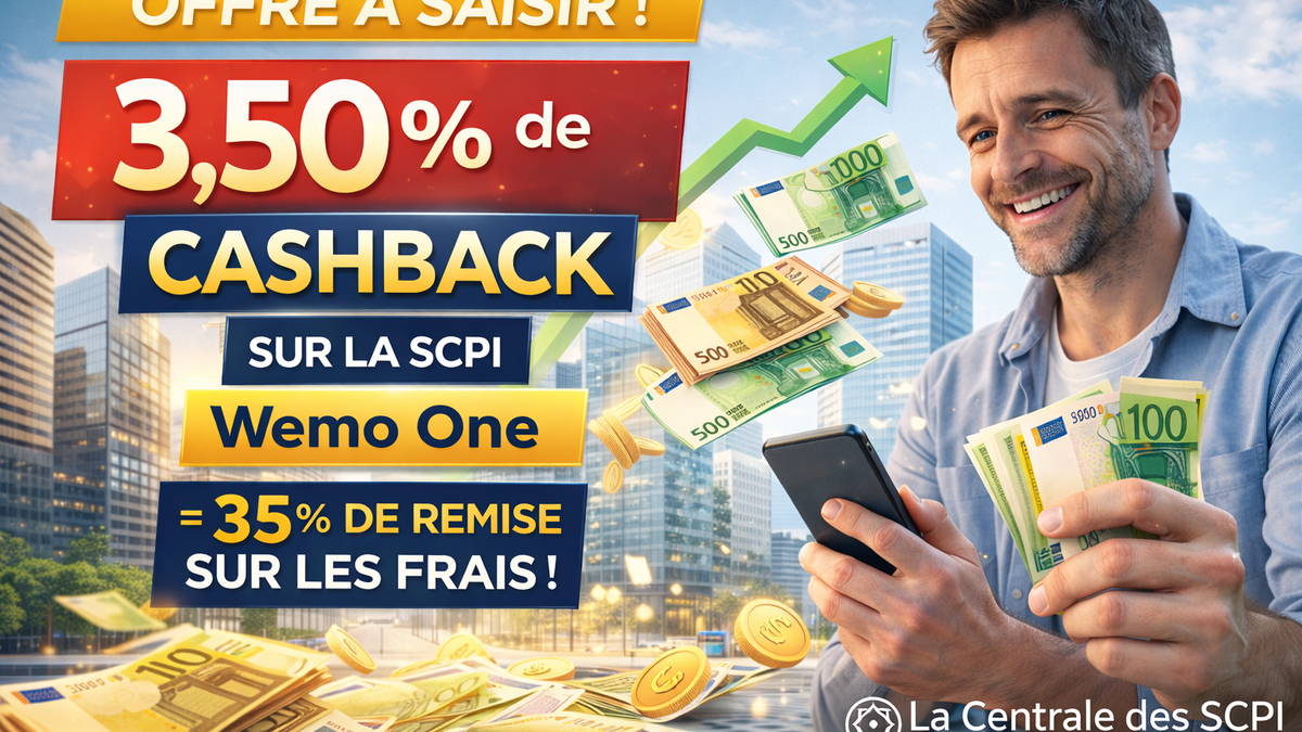 SCPI Wemo One : 3,50 % de cashback à saisir en 2026