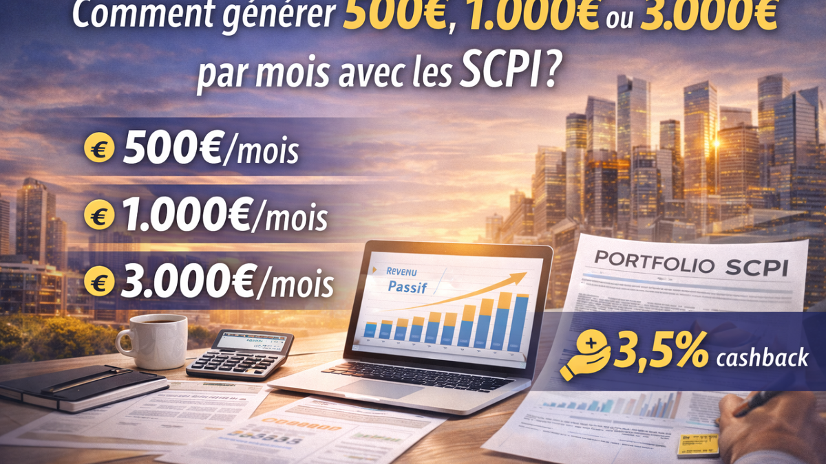 Comment générer 500 €, 1.000 € ou 3.000 € par mois avec les SCPI ?