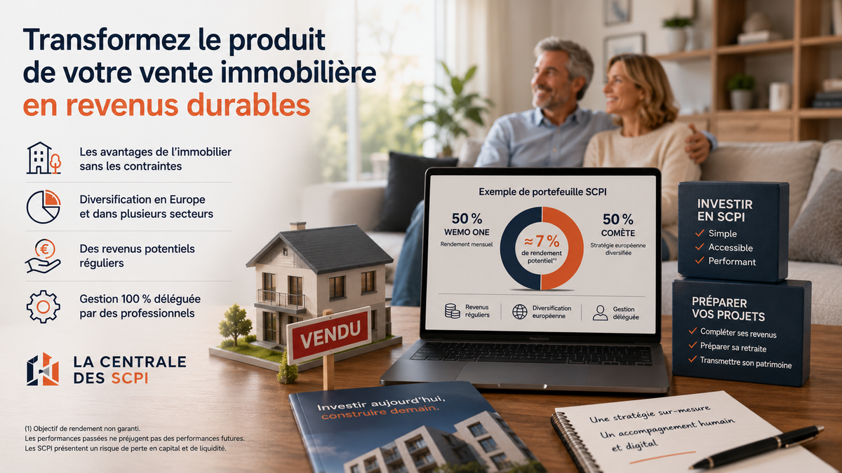 Pourquoi placer l'argent d'une vente immobilière avec La Centrale des SCPI ?