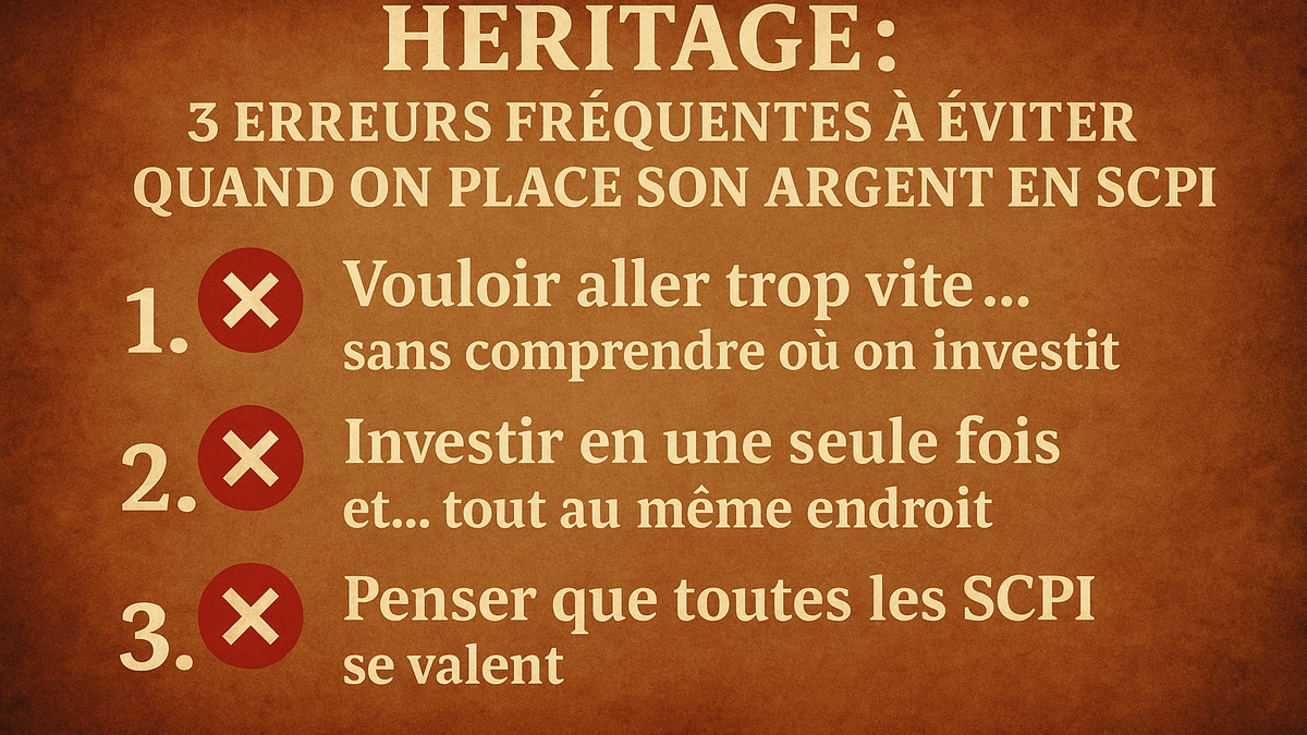 Héritage : 3 erreurs fréquentes à éviter quand on place son argent en SCPI